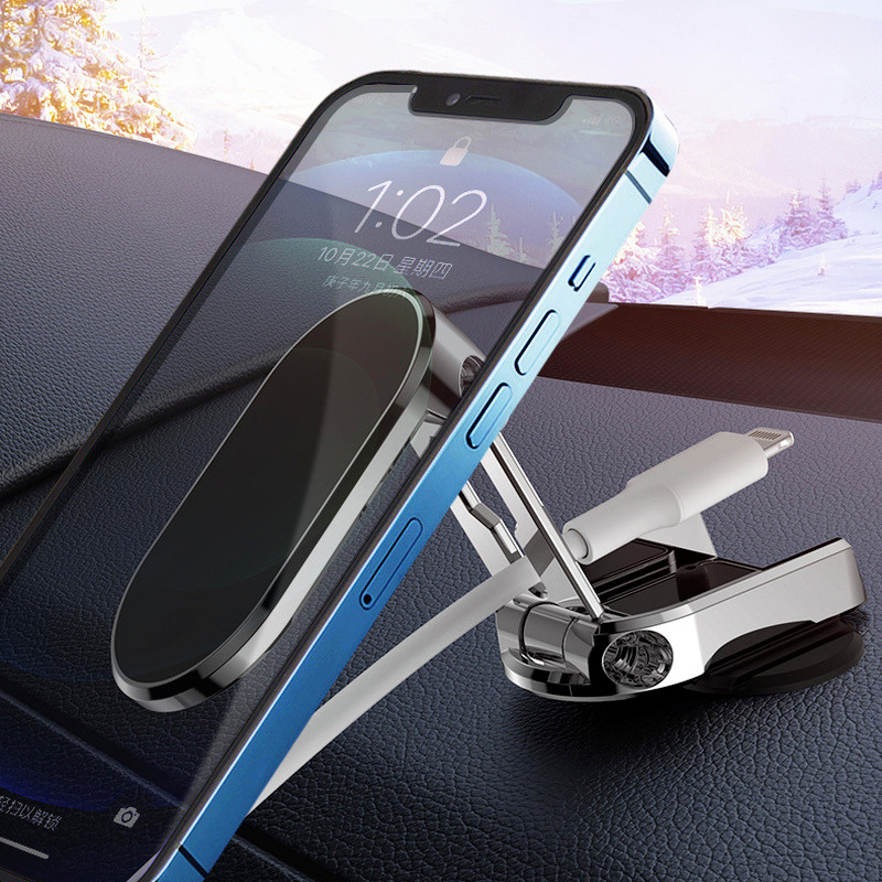 Forgatható mágneses telefontartó autós műszerfalra szerelhető univerzális navigációs GPS állvány összecsukható tartó iPhone Samsung telefonhoz