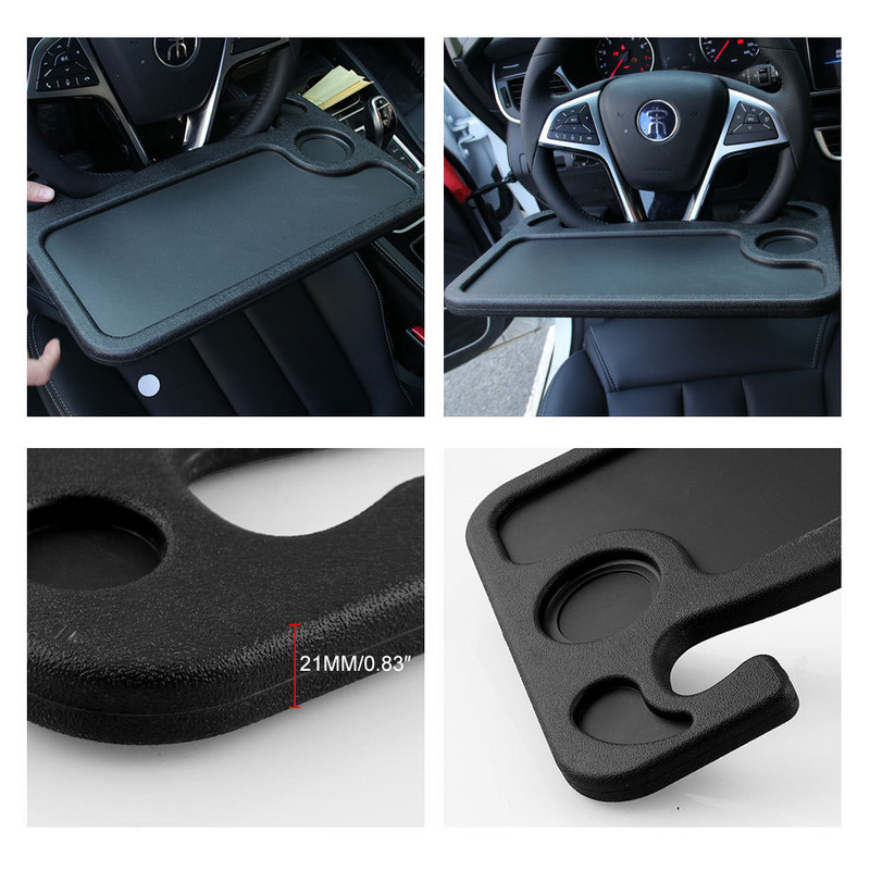 Daugiafunkcis automobilinis nešiojamojo kompiuterio stovas Nešiojamojo kompiuterio stalas vairo dėklas auto gėrimų laikiklis vairas Mažas kortelių stalas automobilio maisto dėklas