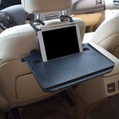 Fekete ezüst összecsukható autósülés háttámla tálca ételhez, étkező italhoz és laptop íróasztalhoz Hordozható akasztós autós kormányasztal