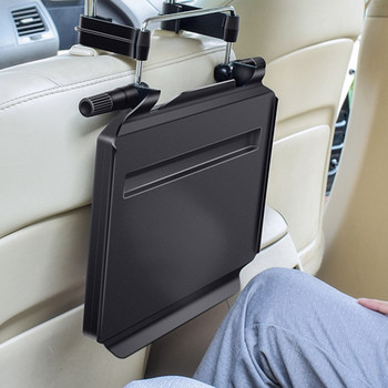Μαύρος Ασημί αναδιπλούμενος δίσκος πλάτης καθισμάτων αυτοκινήτου για ποτό φαγητού και γραφείο φορητού υπολογιστή Φορητό κρεμαστό τραπέζι τιμονιού αυτοκινήτου