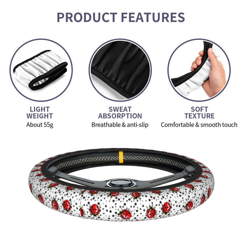 Buburuza Buburuza Husa Volan Auto 38cm Anti-alunecare Iubitorul de Insecte Husa de Protectie Volan Accesorii Auto Interior