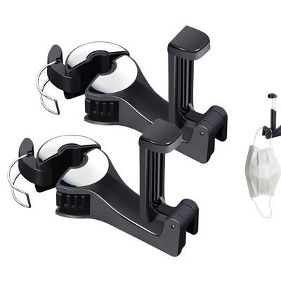 2 vnt Paslėptas automobilinis kabliukas 360 besisukantis galvos atramos krepšio laikiklis 2 viename automobiliniai laikikliai Jūsų automobilinei rankinei Mokyklinei rankinei