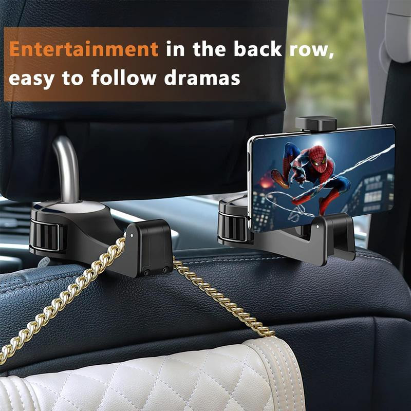 2 vnt Paslėptas automobilinis kabliukas 360 besisukantis galvos atramos krepšio laikiklis 2 viename automobiliniai laikikliai Jūsų automobilinei rankinei Mokyklinei rankinei