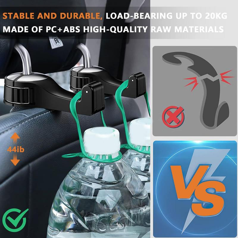 2 vnt Paslėptas automobilinis kabliukas 360 besisukantis galvos atramos krepšio laikiklis 2 viename automobiliniai laikikliai Jūsų automobilinei rankinei Mokyklinei rankinei