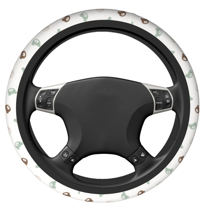 Husă pentru volan de mașină cu urs de desene animate drăguț, 38 cm, protectie auto anti-alunecare pentru volan, accesorii pentru mașină