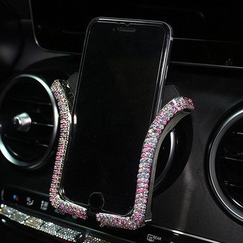 Rhinestone Bling Crystal Car Phone Holder Girls Universal Auto Diamond Air Vent Mount Автомобилни аксесоари за жени