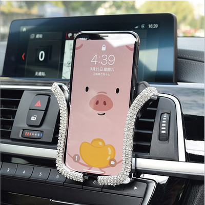Rhinestone Bling Crystal autotelefoni hoidja tüdrukutele universaalne auto teemant õhuventilaatoriga kinnitusega autotarvikud naistele