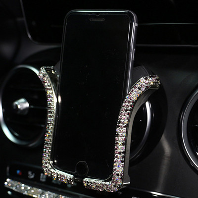 Rhinestone Bling Crystal autotelefoni hoidja tüdrukutele universaalne auto teemant õhuventilaatoriga kinnitusega autotarvikud naistele