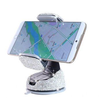 Универсален държач за телефон за кола Моден диамант Въздушен изход Държач за табло за съхранение Скоба за навигация със стрази Авто интериорен декор