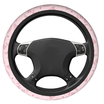 37-38 Капак на волана на колата Сладък розов модел на алпака Еластична сладка плитка на капака на волана Модни автомобилни аксесоари