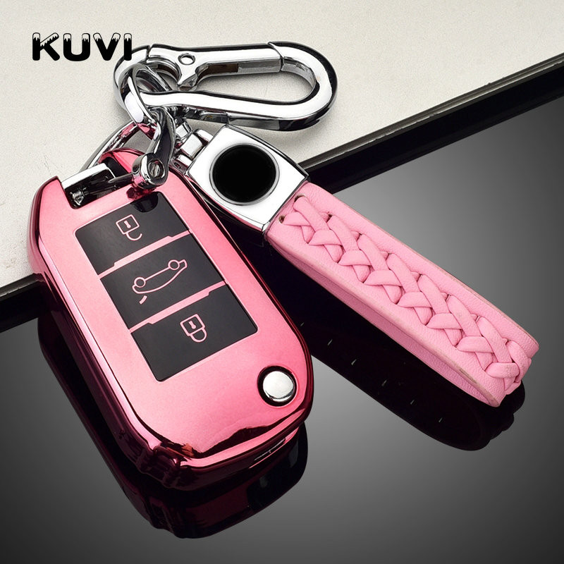 Badu.bg TPU сгъваем калъф за ключове за кола Пълен държач за Peugeot ...