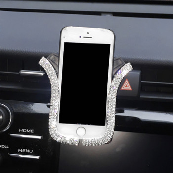 Crystal Diamond Универсален държач за телефон за кола Bling Rhinestone Автомобилна стойка за вентилация Стойка за мобилен телефон GPS държач за iPhone Samsung