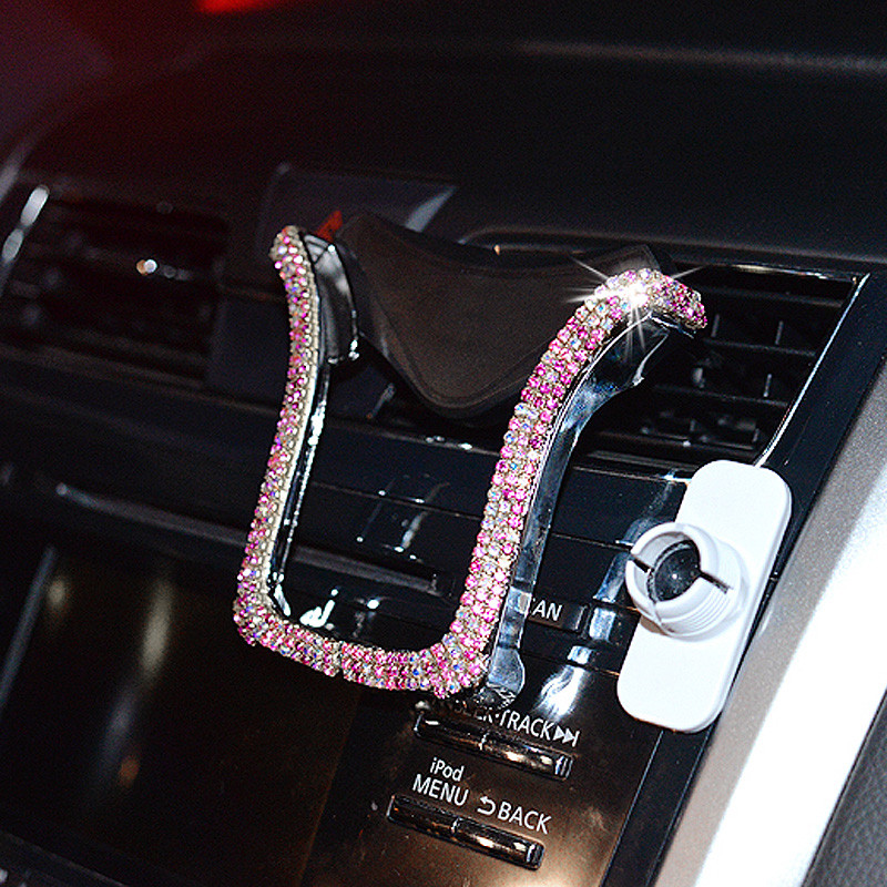 Crystal Diamond Univerzalni držač za automobilski telefon Bling Rhinestone Automobilski držač za ventilacijski otvor, držač za mobilni telefon, GPS držač za iPhone Samsung