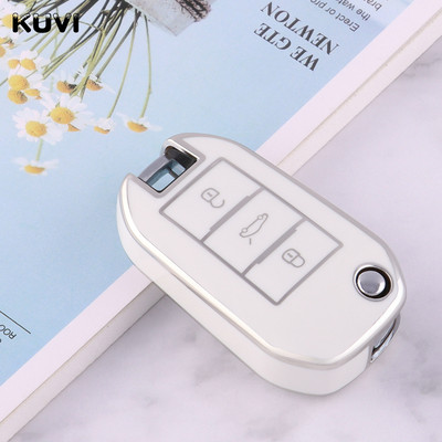 Naujas TPU automobilio atverčiamas raktų dėklo dangtelis, skirtas Peugeot 208 2008 308 3008 408 508 107 301 Citroen C4 CACTUS C5 DS4 DS5 priedai