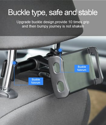 Държач за телефон на задната седалка на автомобила Стойка за завъртане на 360 градуса Автоматична скоба за подглавник Поддръжка за таблетен компютър iPad Mini Pro Аксесоари за кола