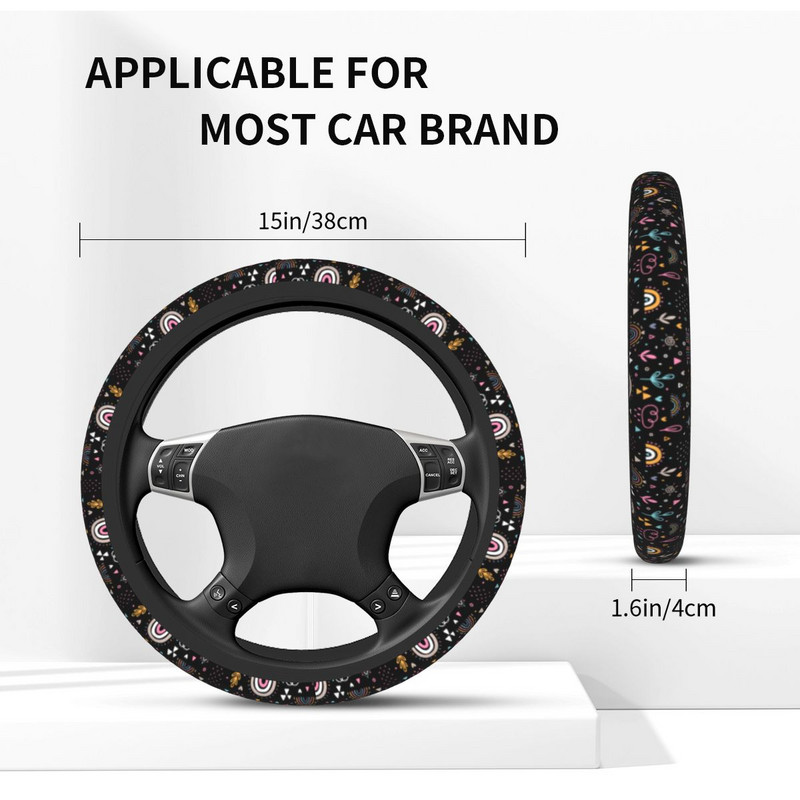 38 cm Husa Volan Auto Curcubeu Colorat Elastic Decorare Auto Accesorii Colorate Volan