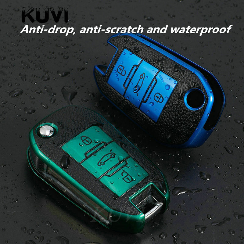 Automobilio sulankstomas raktų dėklo dangtelis skirtas Peugeot 208 308 408 508 307 2008 3008 4008 Citroen Įbrėžimams atsparus mygtukas apsaugo korpuso laikiklis