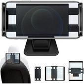 Telefono planšetinio kompiuterio laikiklis, skirtas Tesla Model 3 / Y 360° Reguliuojamas pasukamas galinės sėdynės kompiuterio laikiklis Automatinis galvos atramos palaikymas, skirtas iPad Mini Pro