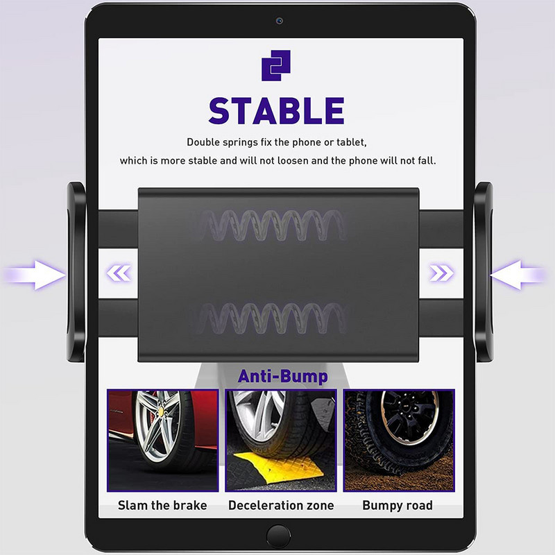 Telefono planšetinio kompiuterio laikiklis, skirtas Tesla Model 3 / Y 360° Reguliuojamas pasukamas galinės sėdynės kompiuterio laikiklis Automatinis galvos atramos palaikymas, skirtas iPad Mini Pro