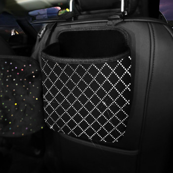 Луксозна диамантена чанта за съхранение на кола с кристали Органайзер Държач за облегалката на седалката Много джобове Прибиране на задната седалка на колата Подреждане за жени