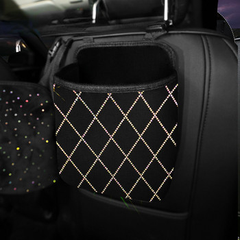 Луксозна диамантена чанта за съхранение на кола с кристали Органайзер Държач за облегалката на седалката Много джобове Прибиране на задната седалка на колата Подреждане за жени