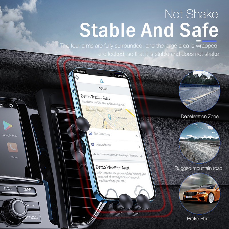 „Gravity“ automobilio laikiklis, skirtas telefono oro ventiliaciniam laikikliui, mobilusis stovas GPS palaikymas, skirtas „iPhone 13 12 11 Pro Max 8 Huawei Xiaomi Redmi k40“
