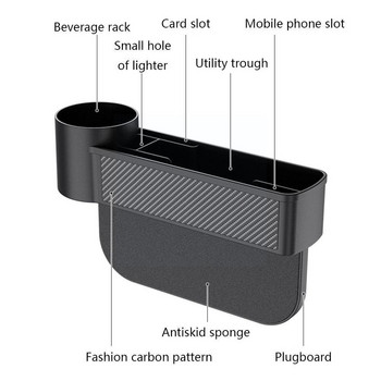 Инструменти за съхранение на кола Черна автоматична седалка за кола Gap Catcher Filler Storage Drink Stowing Подреждане Органайзер SUV Pocket Holder Box Pock P2G7