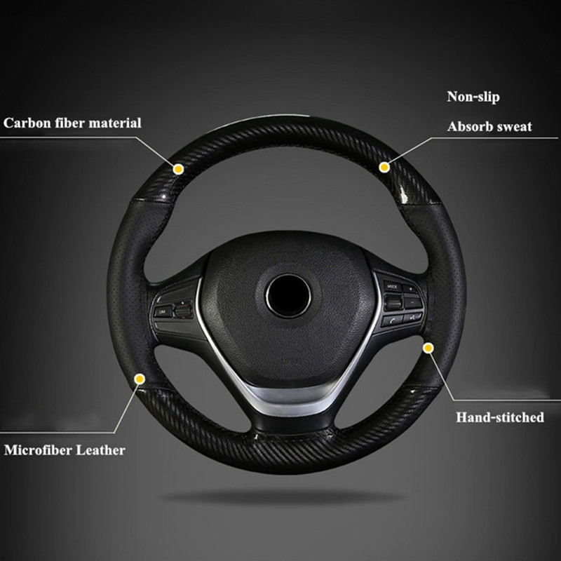 DIY Navlake za volan od 38 cm Mekana kožna pletenica na volanu automobila s iglom i koncem Dodaci za unutrašnjost