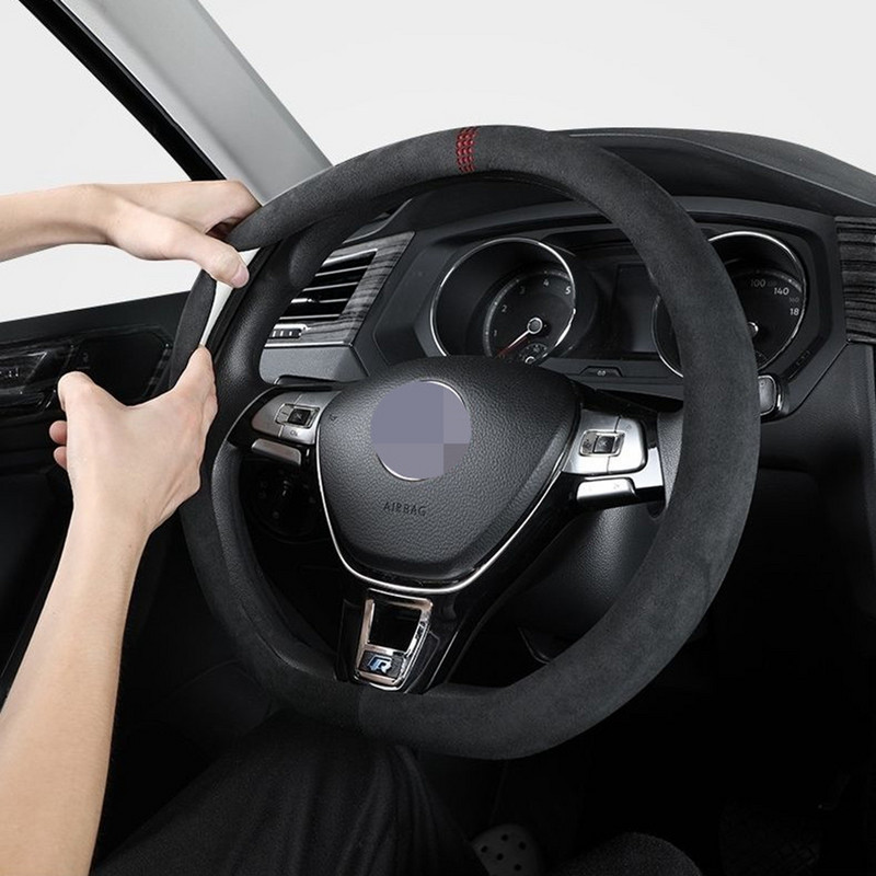 Autó kormánykerék burkolat 38cm Velúr D forma Golf Polo Jatta Passat K3 Suzuki Swift Nissan Rogue Mercedes AMG