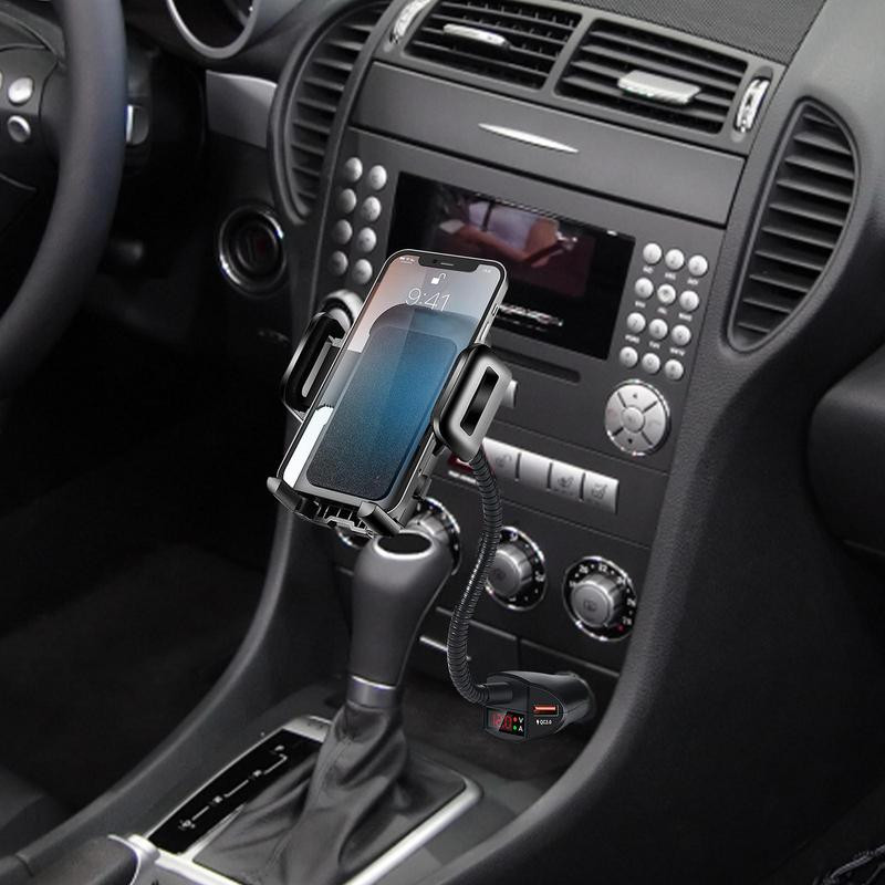 Suport pentru telefon pentru brichetă auto 3 în 1 Încărcător auto USB dublu cu detector de tensiune Suport reglabil pentru telefon mobil