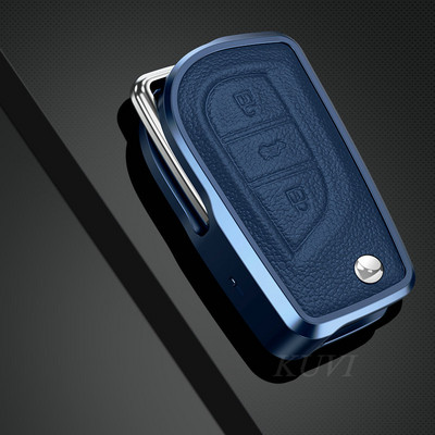 Lengvojo lydinio odinis 3 mygtukų automobilio raktų dėklas, skirtas Toyota Auris Corolla Avensis Verso Yaris Aygo Scion TC IM 2015 2016 Camry RAV4