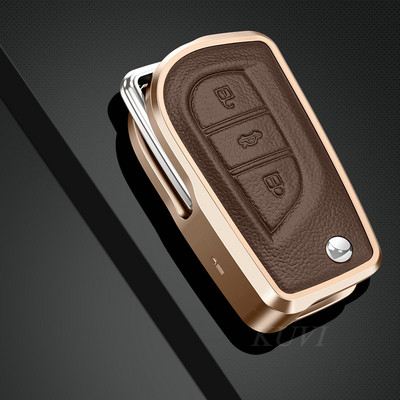 Lengvojo lydinio odinis 3 mygtukų automobilio raktų dėklas, skirtas Toyota Auris Corolla Avensis Verso Yaris Aygo Scion TC IM 2015 2016 Camry RAV4