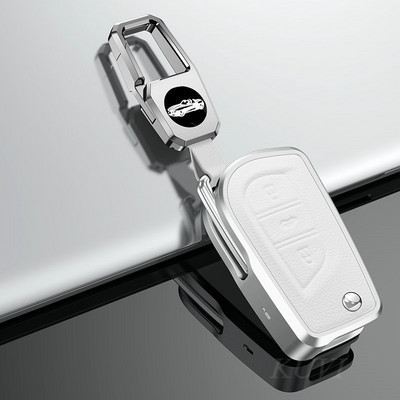 Lengvojo lydinio odinis 3 mygtukų automobilio raktų dėklas, skirtas Toyota Auris Corolla Avensis Verso Yaris Aygo Scion TC IM 2015 2016 Camry RAV4