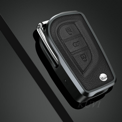 Lengvojo lydinio odinis 3 mygtukų automobilio raktų dėklas, skirtas Toyota Auris Corolla Avensis Verso Yaris Aygo Scion TC IM 2015 2016 Camry RAV4