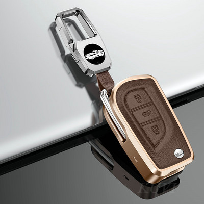 Lengvojo lydinio odinis 3 mygtukų automobilio raktų dėklas, skirtas Toyota Auris Corolla Avensis Verso Yaris Aygo Scion TC IM 2015 2016 Camry RAV4