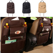 Auto Supplies Car Δερμάτινη πλάτη καθίσματος Πτυσσόμενο κουτί αποθήκευσης Εργαλεία πολλαπλών χρήσεων Organizer Φορητές τσάντες αποθήκευσης αυτοκινήτου Μαύρο μπεζ καφέ