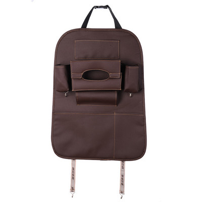 Auto Supplies Car Δερμάτινη πλάτη καθίσματος Πτυσσόμενο κουτί αποθήκευσης Εργαλεία πολλαπλών χρήσεων Organizer Φορητές τσάντες αποθήκευσης αυτοκινήτου Μαύρο μπεζ καφέ