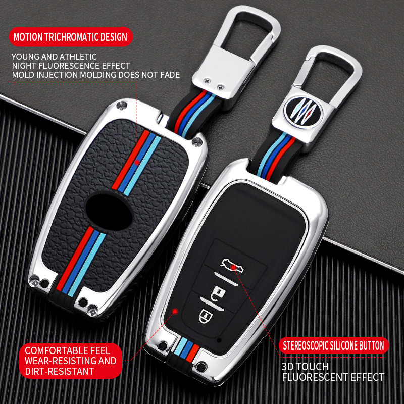 Κάλυμμα θήκης κλειδιού αυτοκινήτου από γαλβανισμένο κράμα για Toyota Prius Camry Corolla C-HR CHR RAV4 Prado 2018 Αξεσουάρ Καλύμματα μπρελόκ