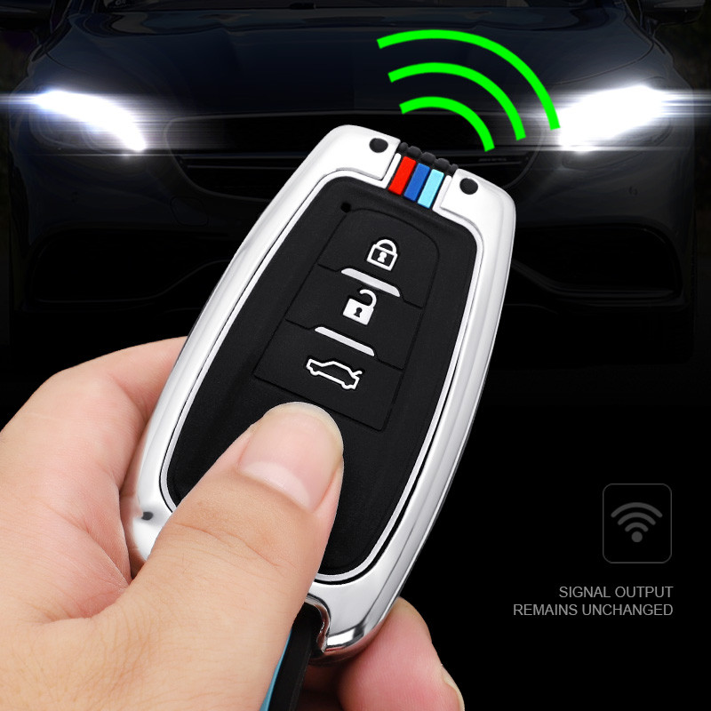 Κάλυμμα θήκης κλειδιού αυτοκινήτου από γαλβανισμένο κράμα για Toyota Prius Camry Corolla C-HR CHR RAV4 Prado 2018 Αξεσουάρ Καλύμματα μπρελόκ