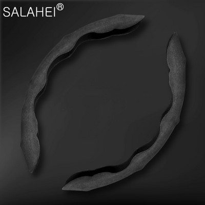 2τμχ Δερμάτινο σουέτ Κάλυμμα Τιμονιού Αυτοκινήτου Αναπνεύσιμο Αντιολισθητικό Κατάλληλο 37-38cm Auto Universal Διακόσμηση Αξεσουάρ