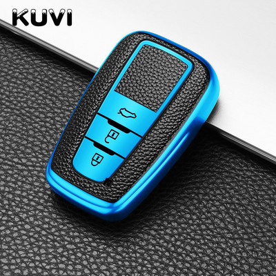 Δερμάτινο + Tpu Κάλυμμα θήκης κλειδιού αυτοκινήτου για Toyota Prius Camry Corolla C-HR CHR RAV4 Prado 2018 Αξεσουάρ Καλύμματα μπρελόκ