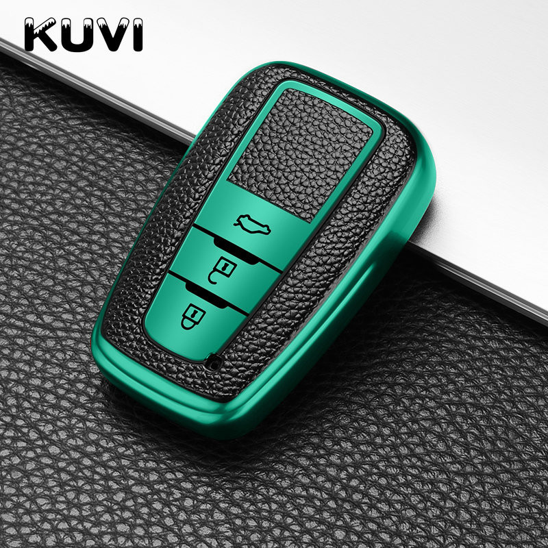 Δερμάτινο + Tpu Κάλυμμα θήκης κλειδιού αυτοκινήτου για Toyota Prius Camry Corolla C-HR CHR RAV4 Prado 2018 Αξεσουάρ Καλύμματα μπρελόκ