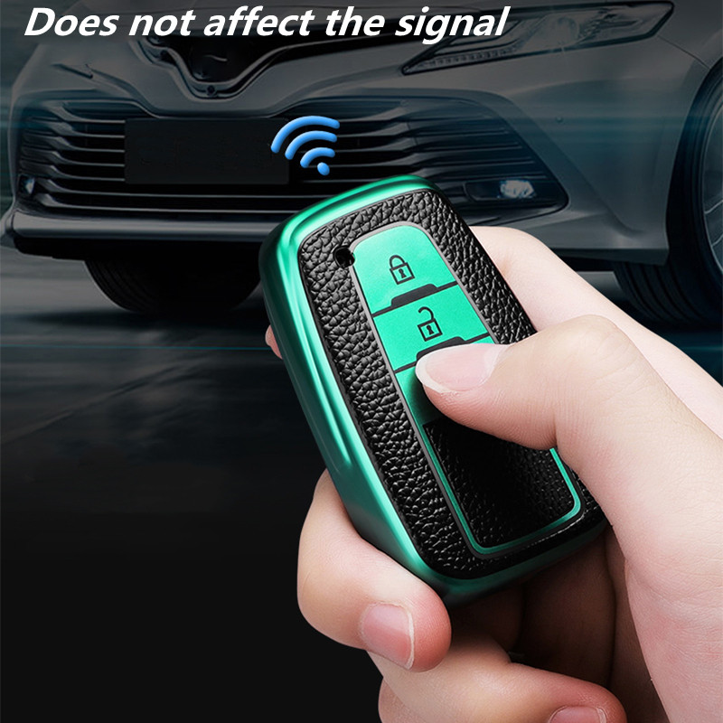 Δερμάτινο + Tpu Κάλυμμα θήκης κλειδιού αυτοκινήτου για Toyota Prius Camry Corolla C-HR CHR RAV4 Prado 2018 Αξεσουάρ Καλύμματα μπρελόκ