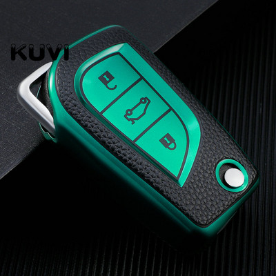 Δερμάτινη θήκη TPU Κλειδί αυτοκινήτου με 3 κουμπιά για Toyota Auris Corolla Avensis Verso Yaris Aygo Scion TC IM 2015 2016 Camry RAV4