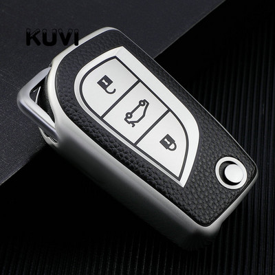 Δερμάτινη θήκη TPU Κλειδί αυτοκινήτου με 3 κουμπιά για Toyota Auris Corolla Avensis Verso Yaris Aygo Scion TC IM 2015 2016 Camry RAV4