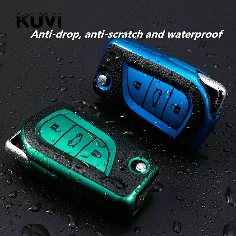 Δερμάτινη θήκη TPU Κλειδί αυτοκινήτου με 3 κουμπιά για Toyota Auris Corolla Avensis Verso Yaris Aygo Scion TC IM 2015 2016 Camry RAV4