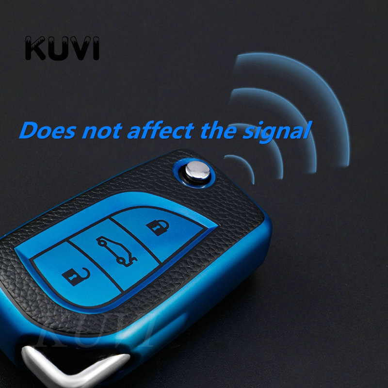 Δερμάτινη θήκη TPU Κλειδί αυτοκινήτου με 3 κουμπιά για Toyota Auris Corolla Avensis Verso Yaris Aygo Scion TC IM 2015 2016 Camry RAV4