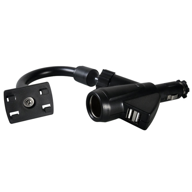 3 az 1-ben autós szivargyújtós, szabadon forgatható telefontartó kettős USB-porttal