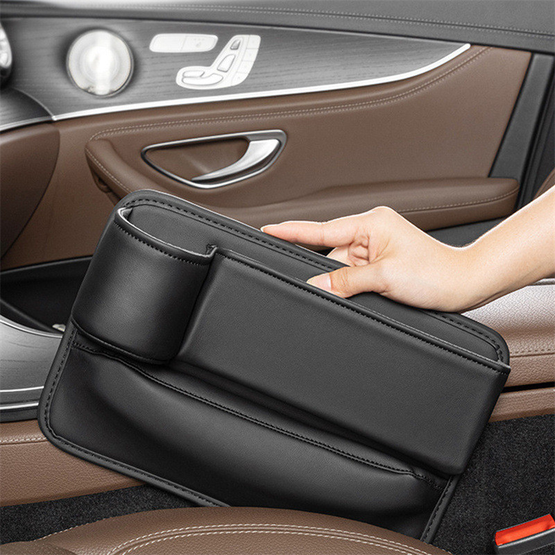 Scaune auto din piele PU Geantă de depozitare a golului Consolă automată Scaun lateral Cutie de depozitare a crăpăturilor Umplere a golului cu fantă cu suport pentru sticle