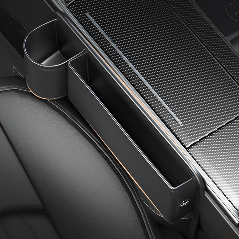 Scaune auto din piele PU Geantă de depozitare a golului Consolă automată Scaun lateral Cutie de depozitare a crăpăturilor Umplere a golului cu fantă cu suport pentru sticle